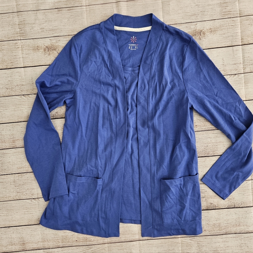 Isaac Mizrahi Blue Open Front Cardigan